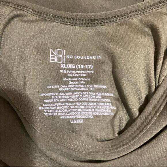 No Boundaries Juniors Size 15 Olive Green Racerback Tank Top - Picture 3 of 4